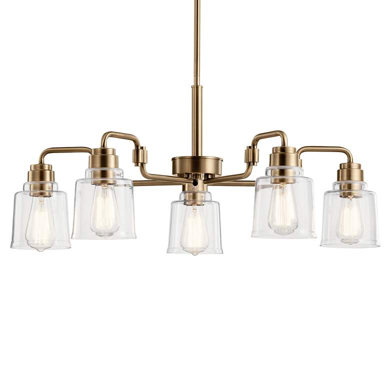 Image 2 Aivian 30" Wide Weathered Brass 5-Light Chandelier more views