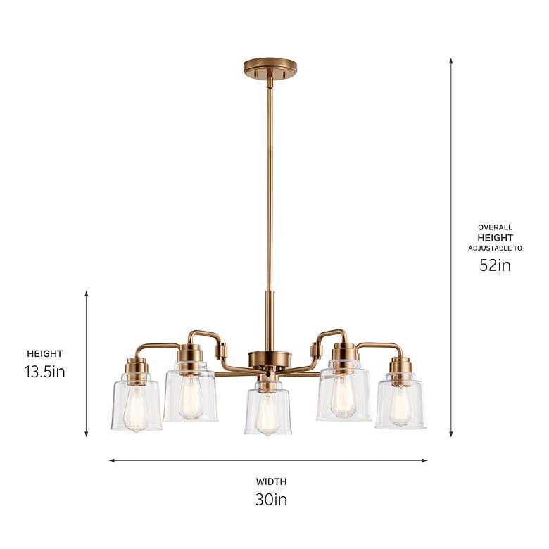 Image 5 Aivian 30" Wide Weathered Brass 5-Light Chandelier more views