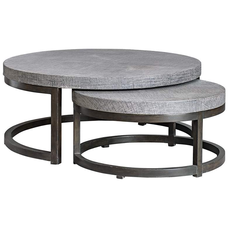 Image 2 Aiyara 43"W Black and Taupe Nesting Coffee Tables Set of 2