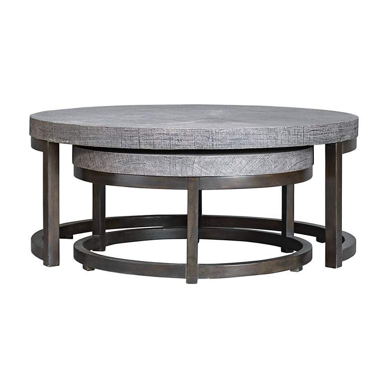 Image 3 Aiyara 43"W Black and Taupe Nesting Coffee Tables Set of 2 more views