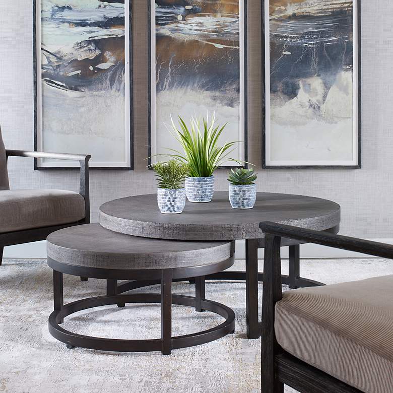 Image 4 Aiyara 43"W Black and Taupe Nesting Coffee Tables Set of 2 more views