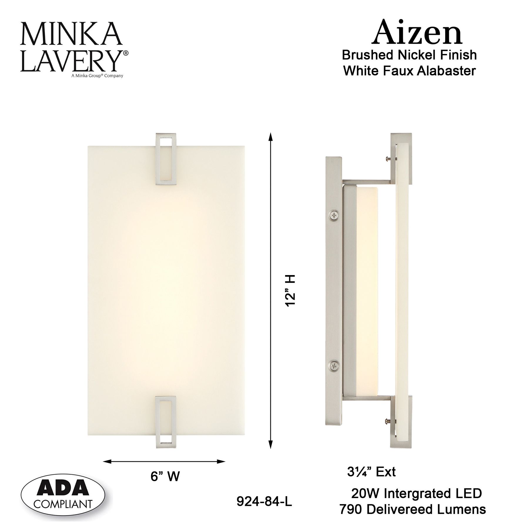 Aizen 11" High Brushed Nickel LED Wall Sconce
