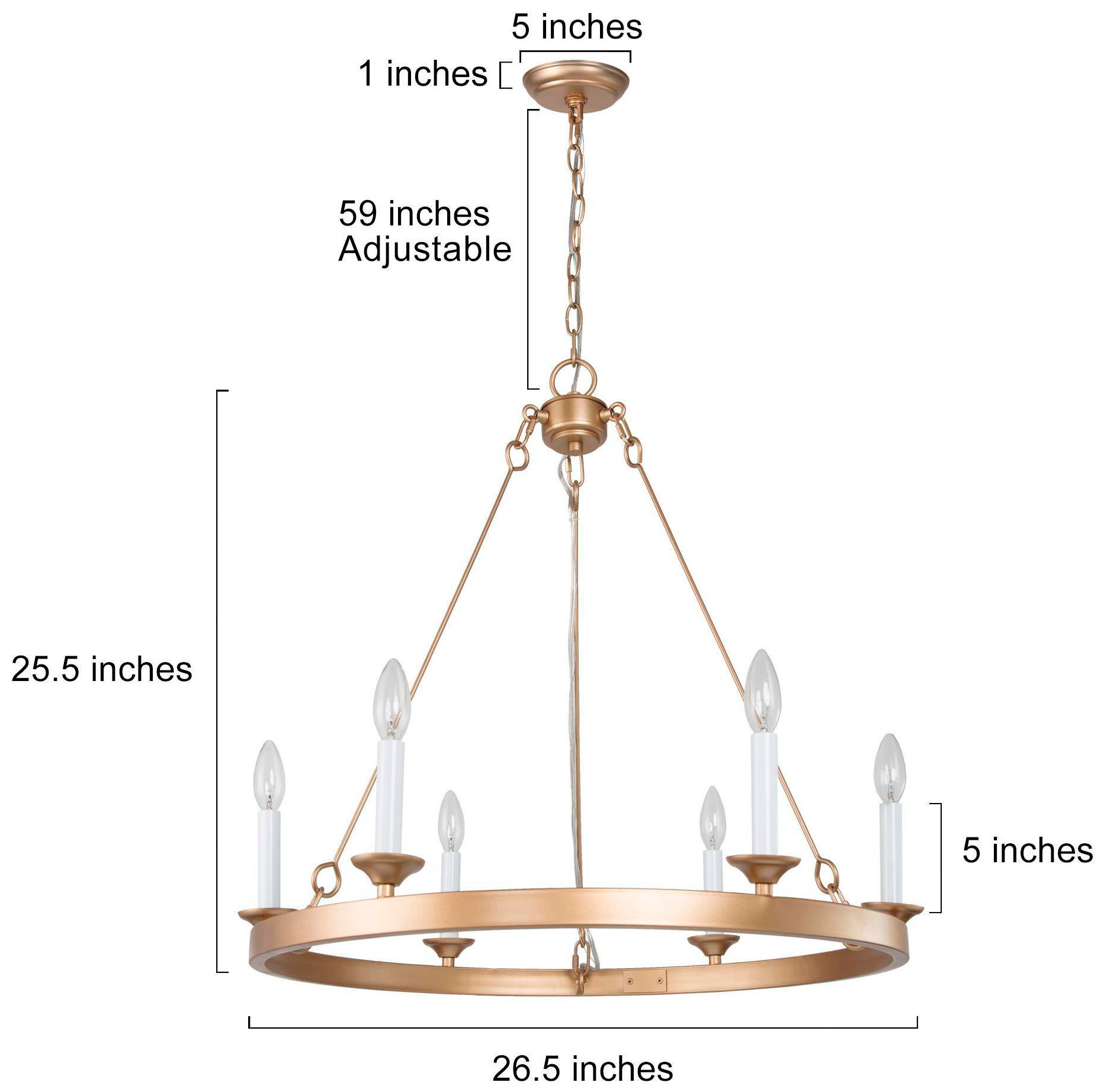 Image 2 Ajoly 26.4"W 6-Light Metal Wheel Candle Chandelier more views