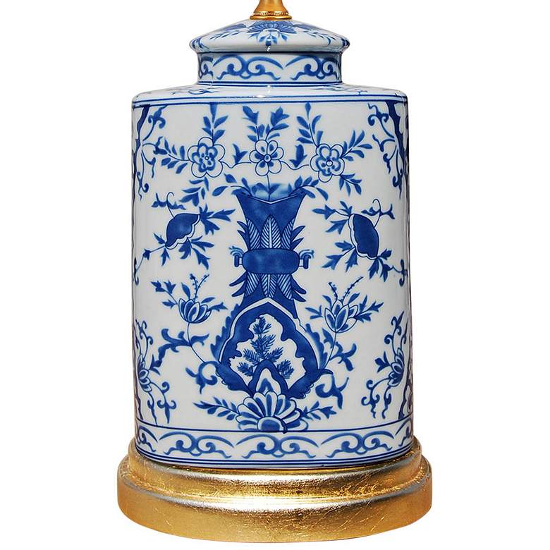 Image 3 Akeno Blue and White Porcelain Oval Jar Accent Table Lamp more views