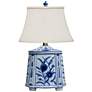 Akeno Flowers 14" High Blue and White Porcelain Tea Jar Table Lamp