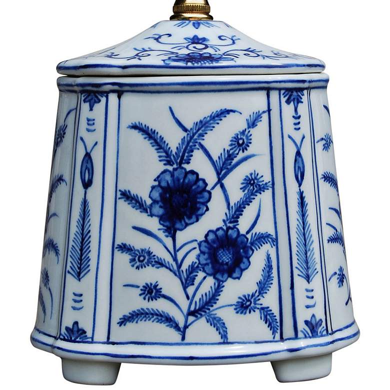 Image 3 Akeno Flowers 14 inch High Blue and White Porcelain Tea Jar Table Lamp more views