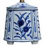 Akeno Flowers 14" High Blue and White Porcelain Tea Jar Table Lamp