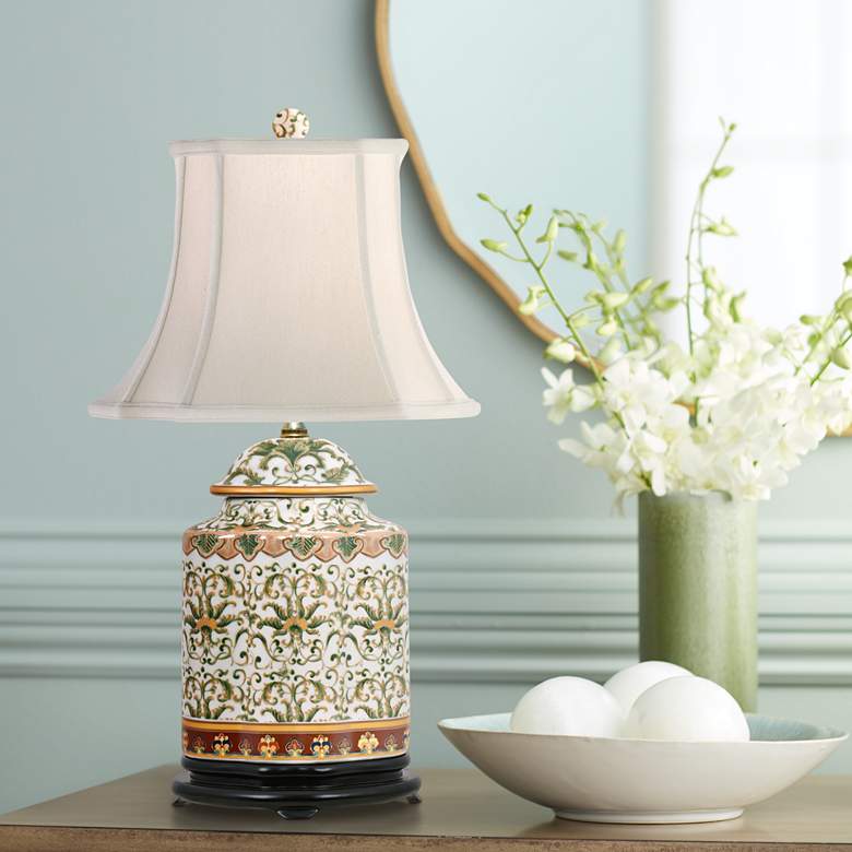 Image 1 Akeno Multi-Color Floral Garden Porcelain Tea Jar Accent Table Lamp