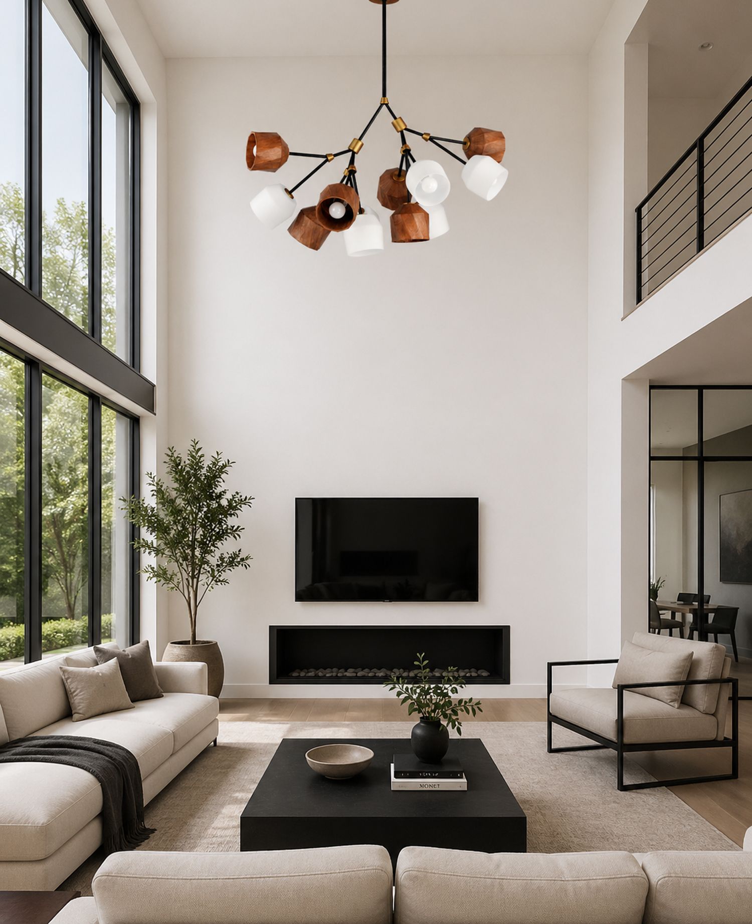 Akimbo 40 3/4" Wide Bronze and Brass Multi-Light LED Pendant in scene