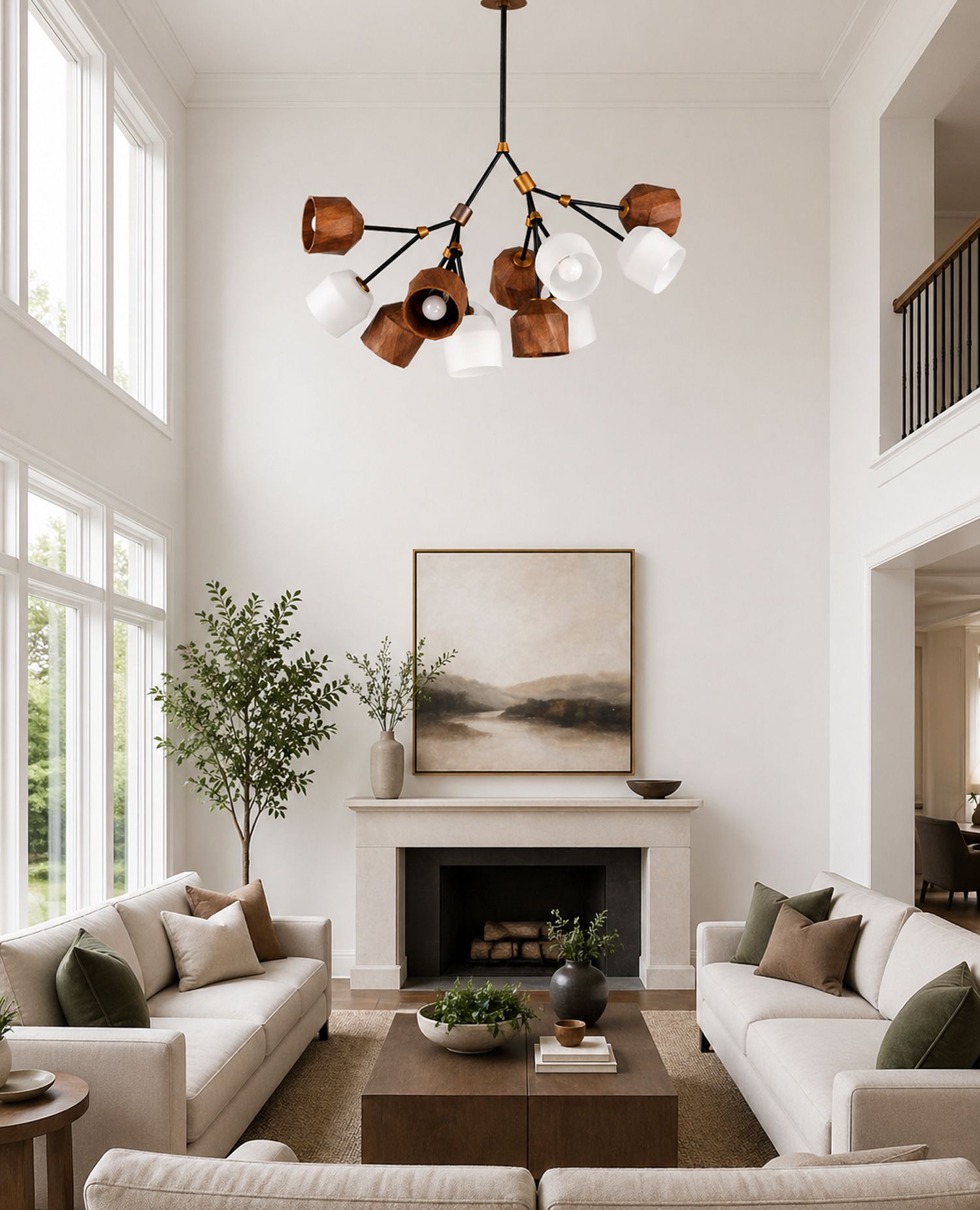 Akimbo 40 3/4" Wide Bronze and Brass Multi-Light LED Pendant in scene