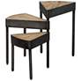 Akito 19 1/2"W Aged Steel and Natural Swivel Nesting Table