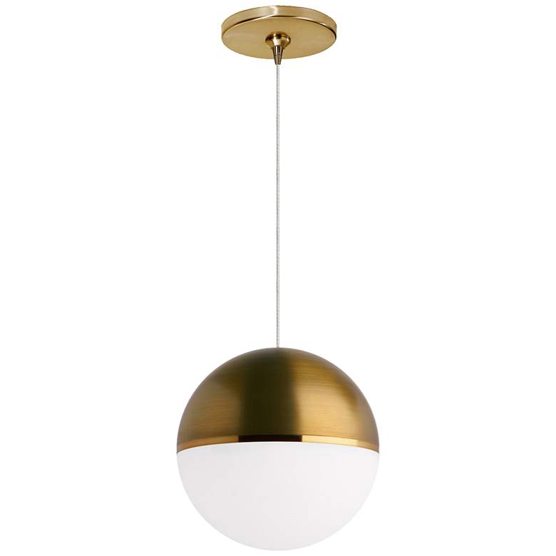 Image 1 Akova 7" Wide Aged Brass LED Freejack Mini Pendant