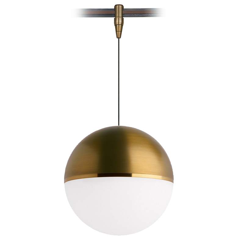 Image 1 Akova 7" Wide Aged Brass LED Monorail Mini Pendant