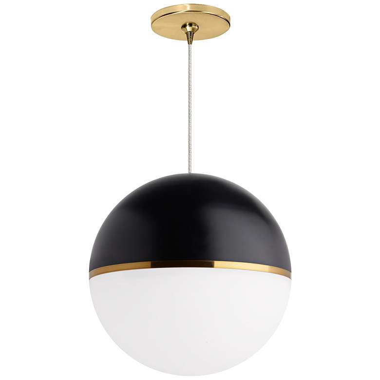 Image 1 Akova 7"W Black and Aged Brass LED Freejack Mini Pendant