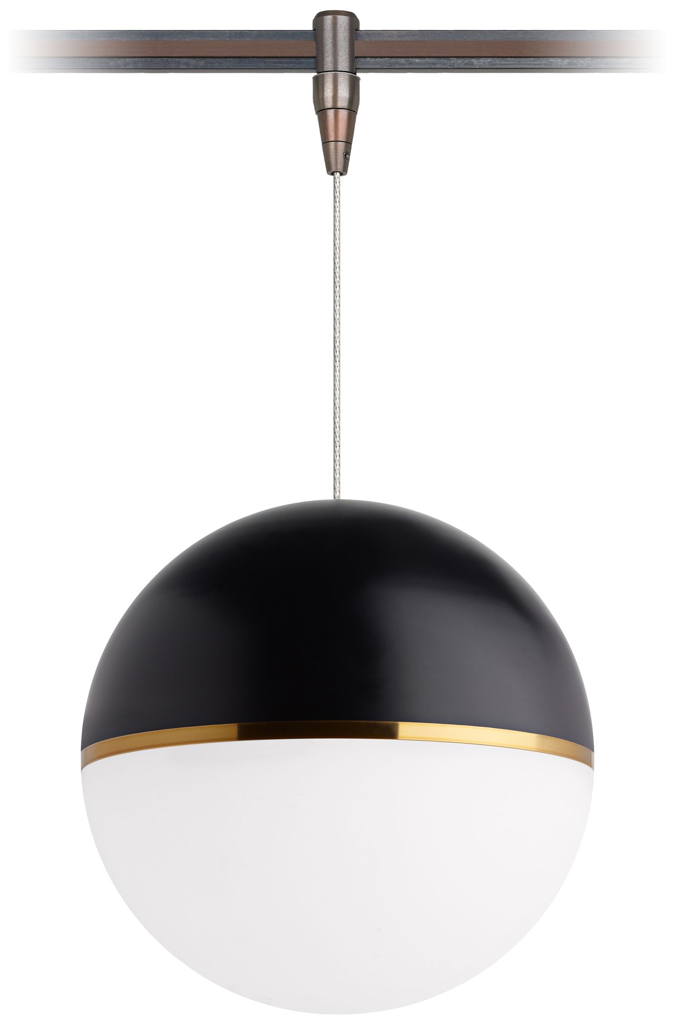 Mid Century Mini Pendant Track Lighting Lamps Plus   Akova 7 W Matt Black And Bronze Led Monorail Mini Pendant  41x51 