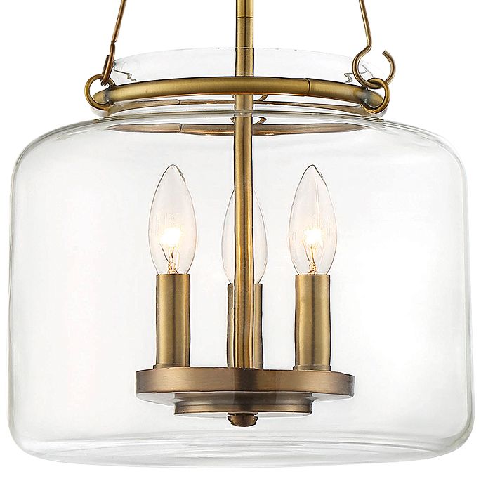 Image 2 Akron 3-Light Pendant in Warm Brass more views