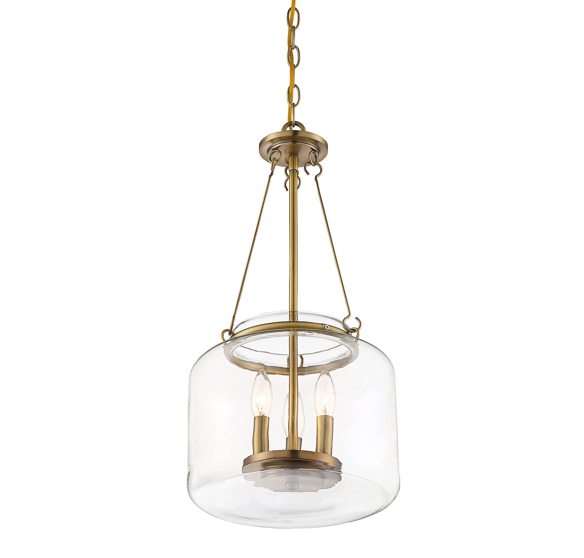Image 3 Akron 3-Light Pendant in Warm Brass more views