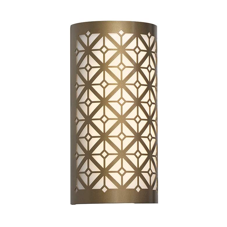 Image 1 Akut 11 3/4"H New Brass and Opal Acrylic Exterior Sconce LED