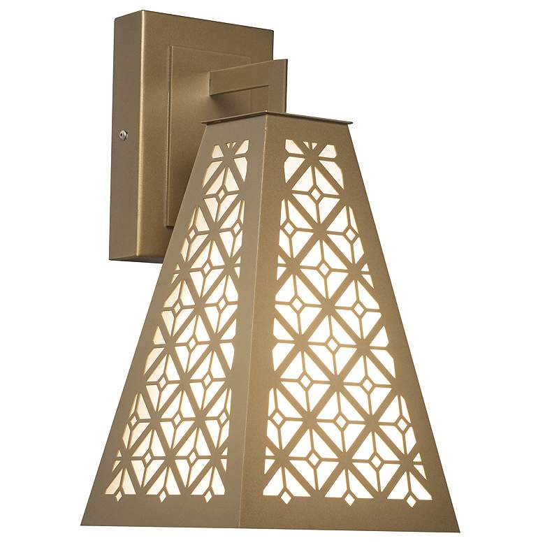 Image 1 Akut 15 1/2 inchH New Brass and Opal Acrylic Exterior Sconce LED