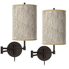 Image1 of Al Fresco Tessa Bronze Swing Arm Wall Lamps Set of 2