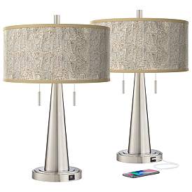 Image1 of Al Fresco Vicki Brushed Nickel USB Table Lamps Set of 2