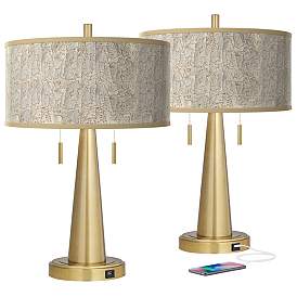 Image2 of Al Fresco Vicki Gold USB Table Lamps Set of 2