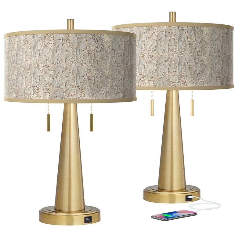 Image 2 Al Fresco Vicki Gold USB Table Lamps Set of 2