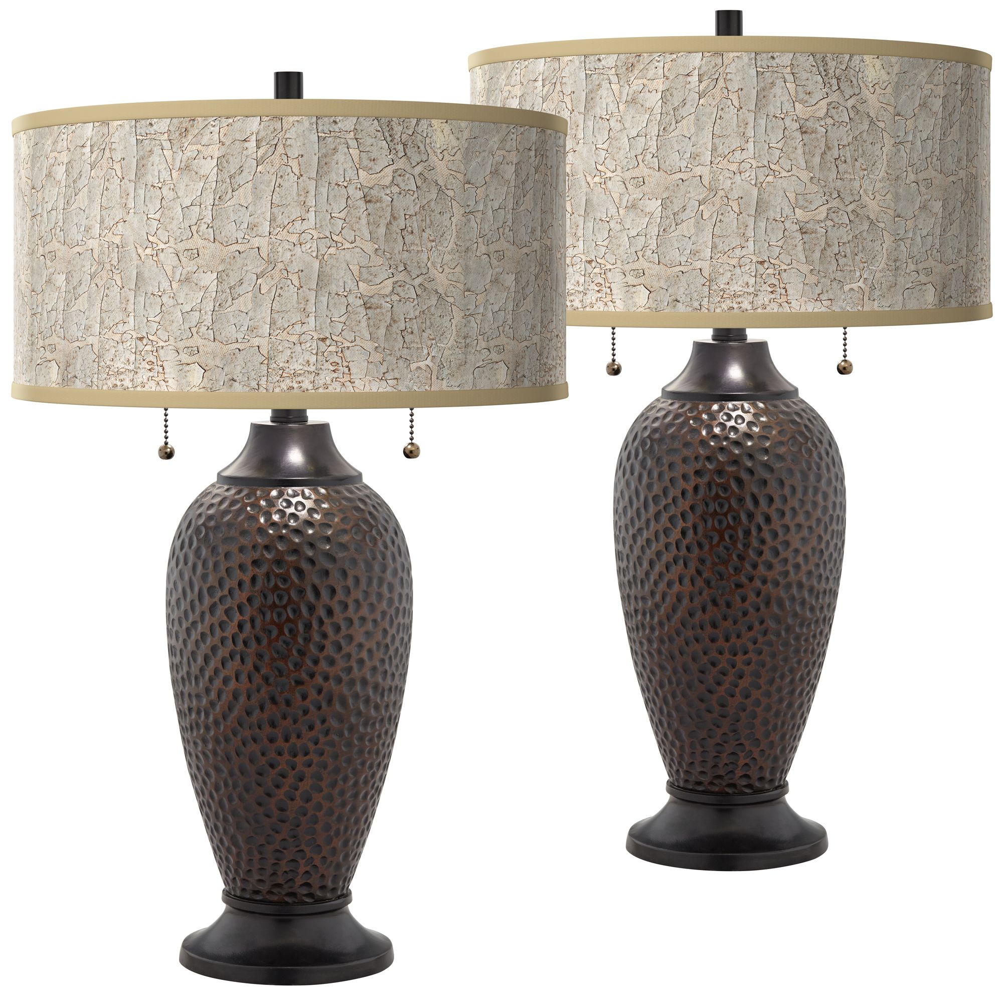 Image Al Fresco Zoey Hammered Oil-Rubbed Bronze Table Lamps Set of 2