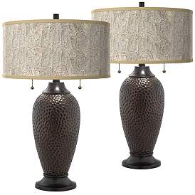 Image1 of Al Fresco Zoey Hammered Oil-Rubbed Bronze Table Lamps Set of 2