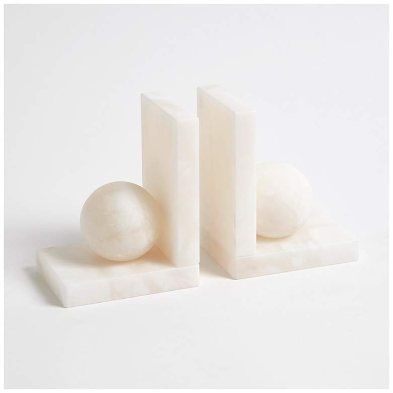 Image 1 Alabaster Ball Bookends-Pair