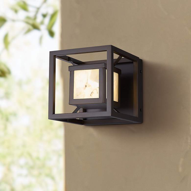 Image 1 Alabaster Rock Bayview 6 1/2" Wide Dark Bronze LED Outdoor Wall Light