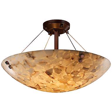 Alabaster Rock Dark Bronze 18" Wide Semiflush Ceiling Light