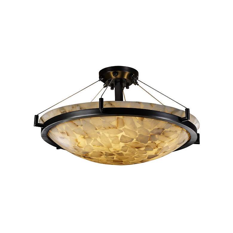 Image 1 Alabaster Rocks 27" Wide Dark Bronze Bowl Ceiling Light