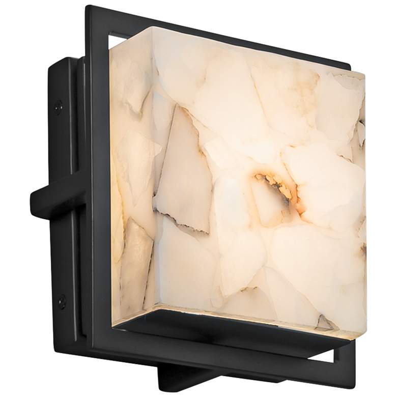 Image 1 Alabaster Rocks! Avalon 6 1/2" High Black LED Outdoor Wall Light