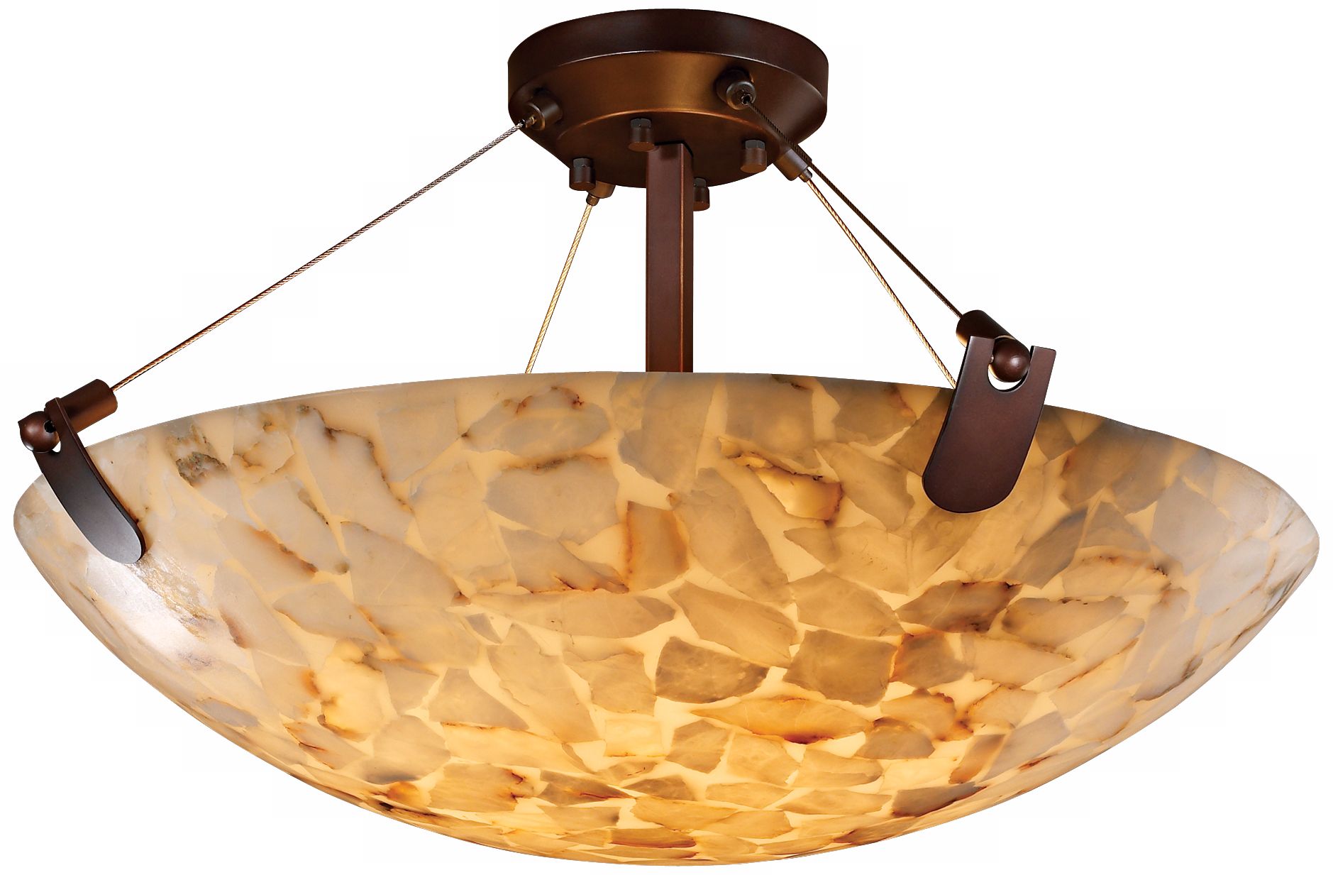 Alabaster Rocks Bronze Trim 18" Wide Semiflush Ceiling Light