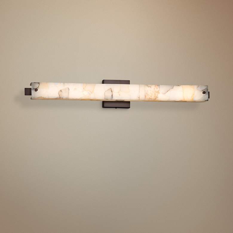 Image 1 Alabaster Rocks! Edge 30 1/2"W Drk Brnz LED Bath Light