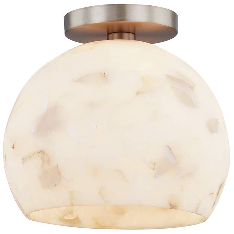 Image 2 Alabaster Rocks! Globe 10" Wide Brushed Brass Ceiling Light