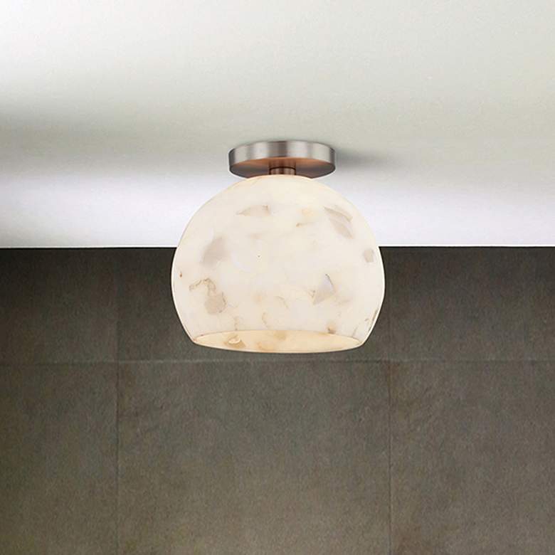 Image 1 Alabaster Rocks! Globe 10" Wide Brushed Brass Ceiling Light