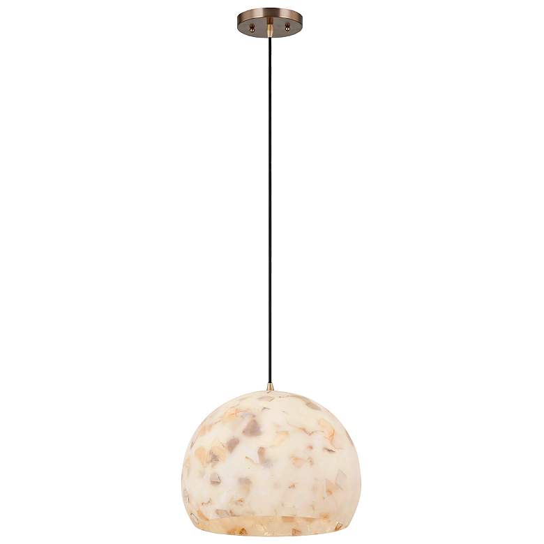 Image 2 Alabaster Rocks! Globe 10" Wide Brushed Brass Mini Pendant