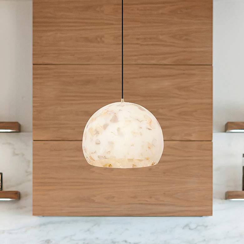 Image 1 Alabaster Rocks! Globe 10" Wide Brushed Brass Mini Pendant