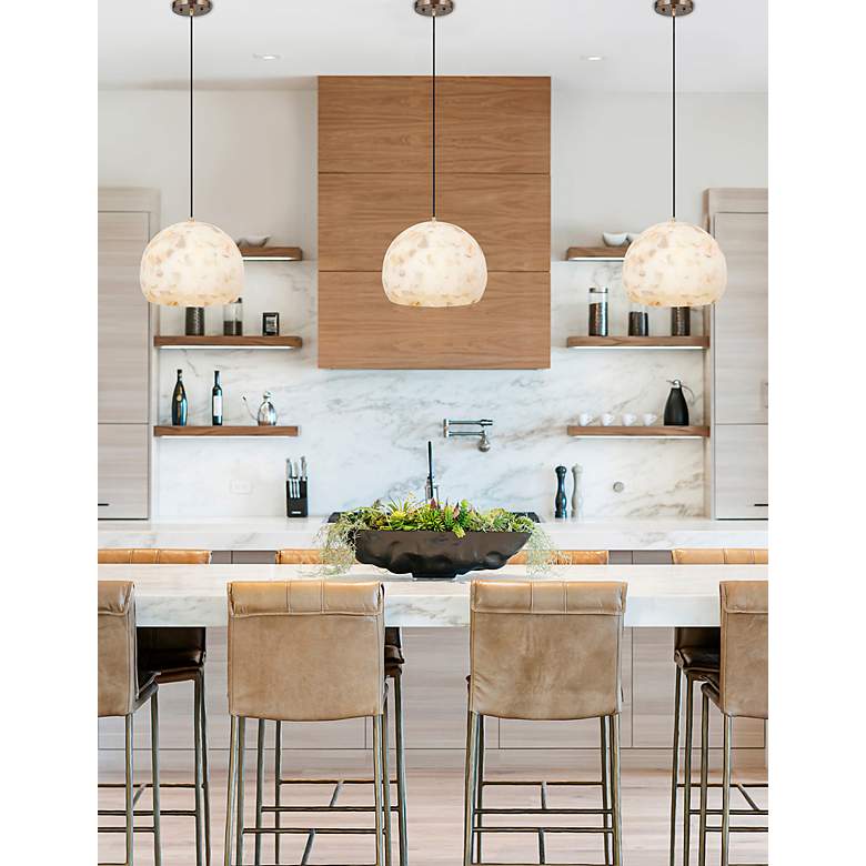 Image 3 Alabaster Rocks! Globe 10" Wide Brushed Brass Mini Pendant more views