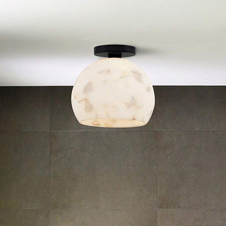 Image 2 Alabaster Rocks! Globe 10" Wide Matte Black Ceiling Light