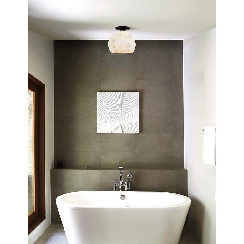 Image 4 Alabaster Rocks! Globe 10" Wide Matte Black Ceiling Light more views