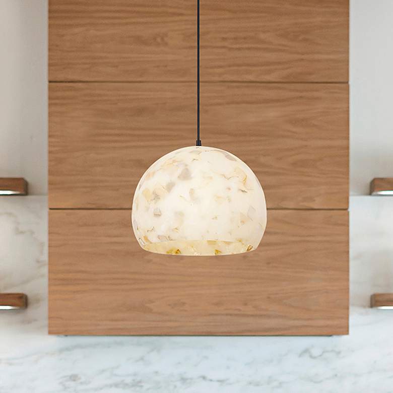 Image 1 Alabaster Rocks! Globe 10" Wide Matte Black Mini Pendant