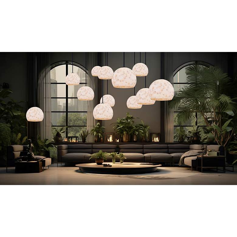 Image 2 Alabaster Rocks! Globe 17" Wide Matte Black Pendant more views