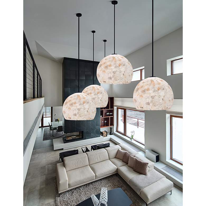 Image 3 Alabaster Rocks! Globe 17" Wide Matte Black Pendant more views