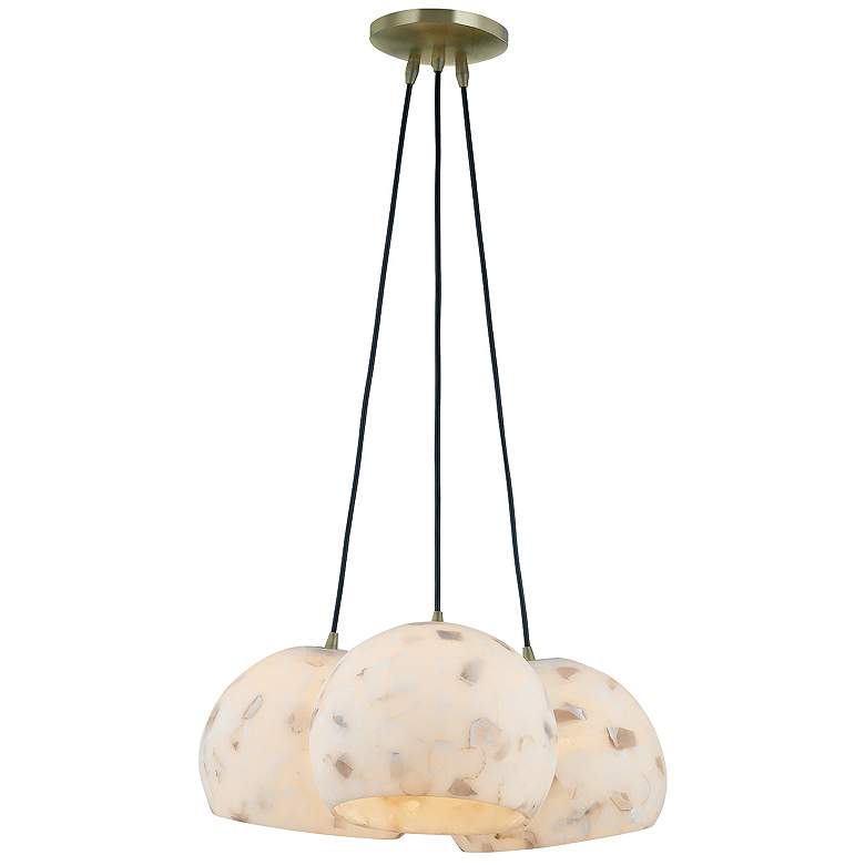 Image 1 Alabaster Rocks! Globe 21.5" Wide 3-Light Brushed Brass Cluster Pendan