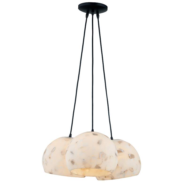 Image 2 Alabaster Rocks! Globe 21.5" Wide 3-Light Matte Black Cluster Pendant