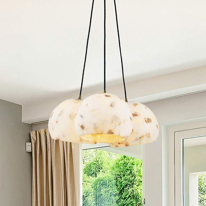 Image 1 Alabaster Rocks! Globe 21.5" Wide 3-Light Matte Black Cluster Pendant