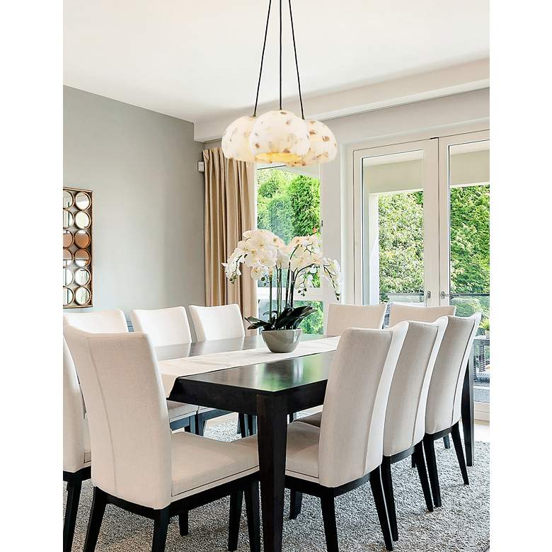 Image 3 Alabaster Rocks! Globe 21.5" Wide 3-Light Matte Black Cluster Pendant more views